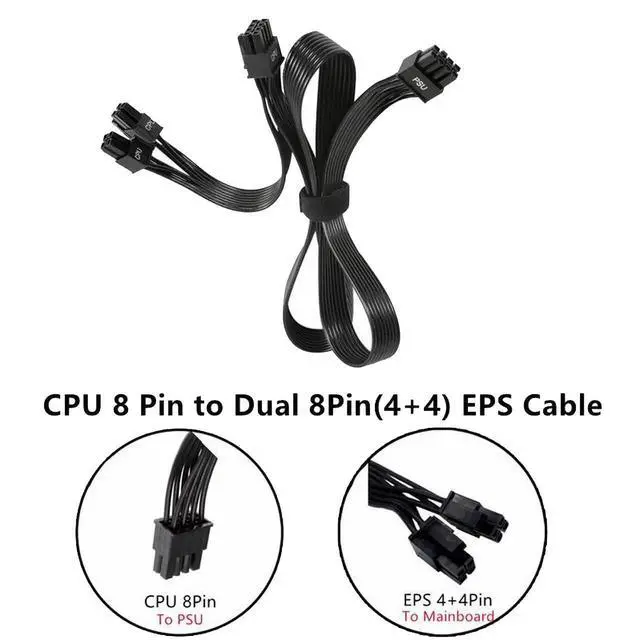 Alt view image 6 of 7 - Dual 8 Pin 4+4 Pin EPS 12V CPU Power Supply Cable for Seasonic SSR-750TR, SSR-650PD2, SSR-550GD2 SNOWSILENT Modular PSU