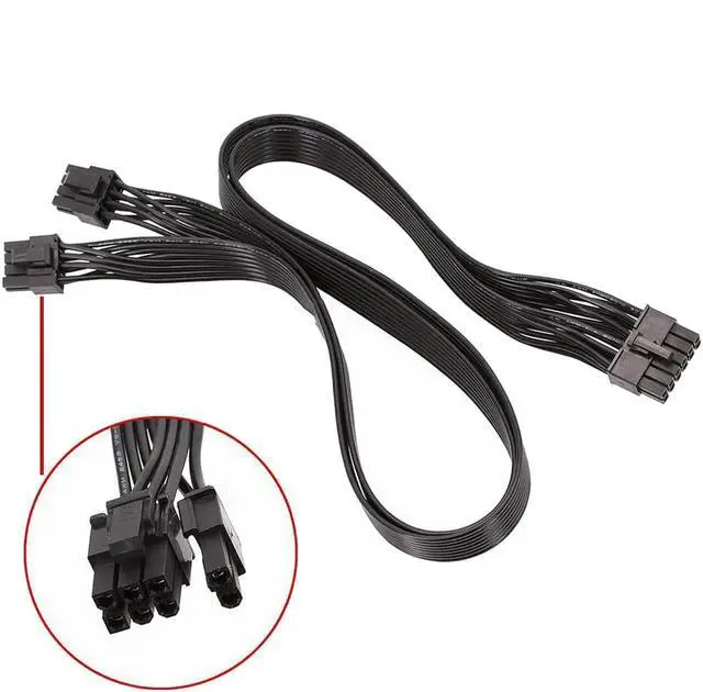 Alt view image 3 of 5 - 12Pin to Dual 8Pin(6+2Pin) PCIe Graphics Card Power Splitter Modular Cable 18AWG 60+60CM Black for GPU 3080 3090 2060 Seasonic P-860 P-1000 X-1050