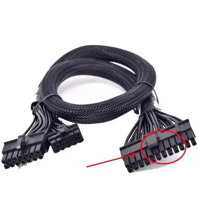 Alt view image 2 of 5 - 14Pin+10Pin to 24Pin 20+4Pin Power Supply Cable Sleeved For Corsair AX760i/AX860i/AX1200i/AX1500i AXi Series Full Modular PSU