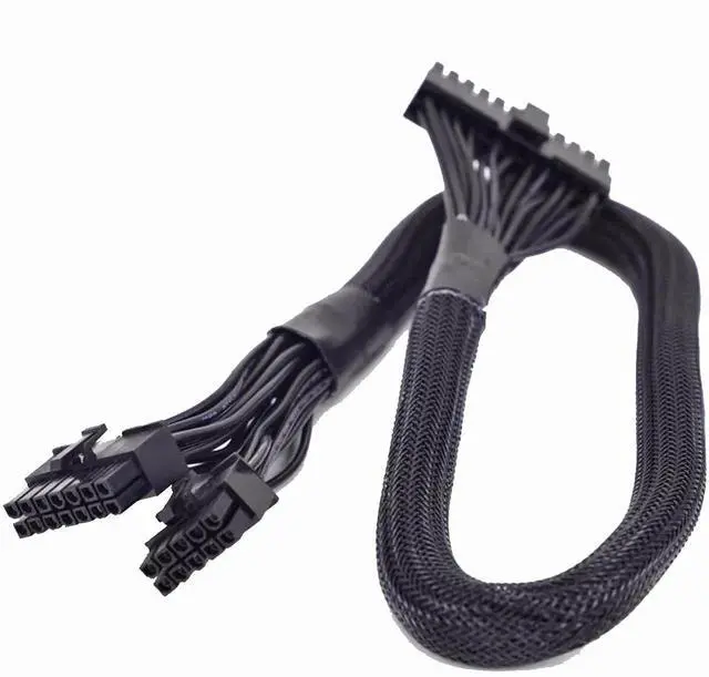 Alt view image 5 of 5 - 14Pin+10Pin to 24Pin 20+4Pin Power Supply Cable Sleeved For Corsair AX760i/AX860i/AX1200i/AX1500i AXi Series Full Modular PSU