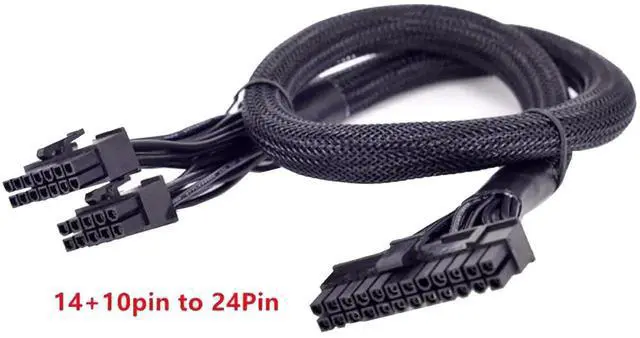 Alt view image 3 of 5 - 14Pin+10Pin to 24Pin 20+4Pin Power Supply Cable Sleeved For Corsair AX760i/AX860i/AX1200i/AX1500i AXi Series Full Modular PSU