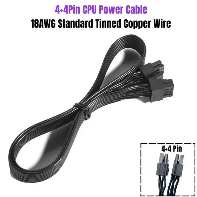 Alt view image 3 of 6 - 8Pin to 4+4Pin EPS 12V CPU Power Cable 18AWG 70CM for Seasonic CORE GX Series GX-650, GX-550, GX-500 GX Series Modular Fonte PSU