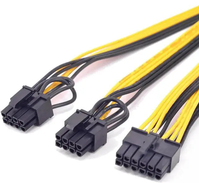 Alt view image 4 of 5 - 12Pin to Dual 8Pin PCIe 8Pin(6Pin+2Pin) GPU Cable 18AWG 60+60CM Black Yellow For GPU 3080 3090 2060 Seasonic P-860 P-1000 X-1050