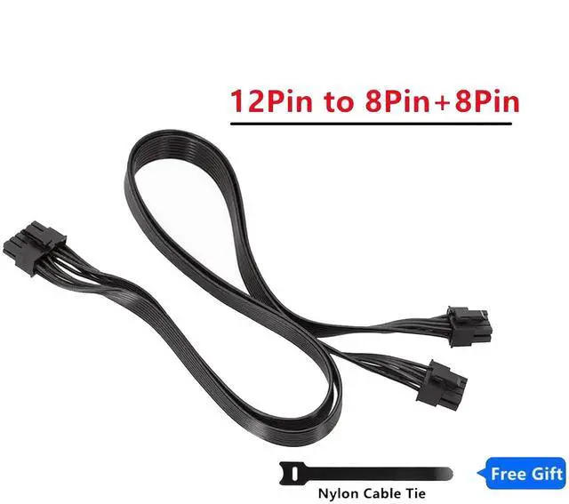 Alt view image 2 of 5 - 12Pin to Dual 8Pin(6+2Pin) PCIe Graphics Card Power Splitter Modular Cable 18AWG 60+60CM Black for GPU 3080 3090 2060 Seasonic P-860 P-1000 X-1050
