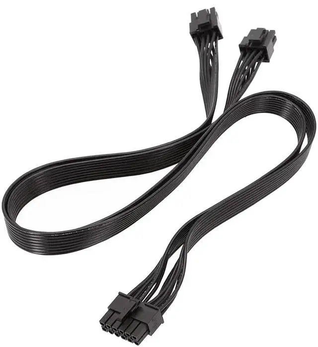 Alt view image 4 of 5 - 12Pin to Dual 8Pin(6+2Pin) PCIe Graphics Card Power Splitter Modular Cable 18AWG 60+60CM Black for GPU 3080 3090 2060 Seasonic P-860 P-1000 X-1050