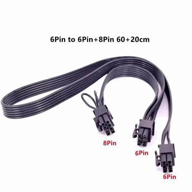 Alt view image 3 of 4 - PCIe 6Pin to 6Pin+8Pin(6+2Pin) GPU Power Cable 60CM 18AWG For CoolerMaster V850 V1000 V1300 PLATINUM Full-Modular Power Supply