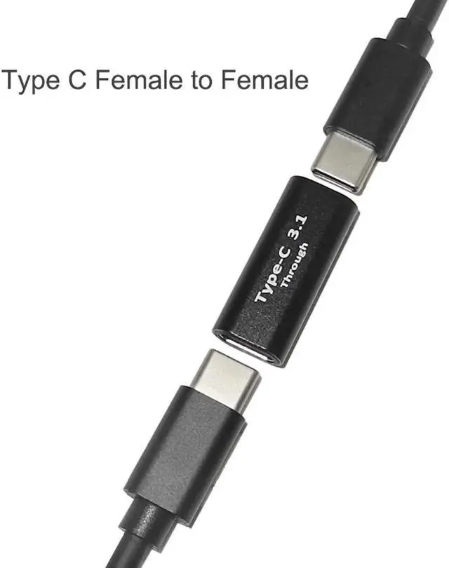 Alt view image 3 of 5 - USB C Female to Female Adapter (5 Pack) 3.1/10Gbps PD 100W Quick Charge Type C Coupler Extender Extension Connector for Samsung Galaxy S8, Google Pixel, Nintendo Switch