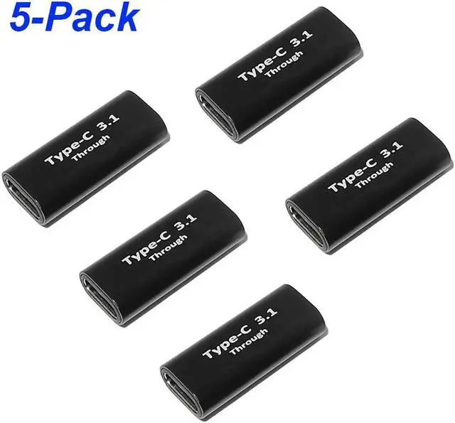 Main image of USB C Female to Female Adapter (5 Pack) 3.1/10Gbps PD 100W Quick Charge Type C Coupler Extender Extension Connector for Samsung Galaxy S8, Google Pixel, Nintendo Switch