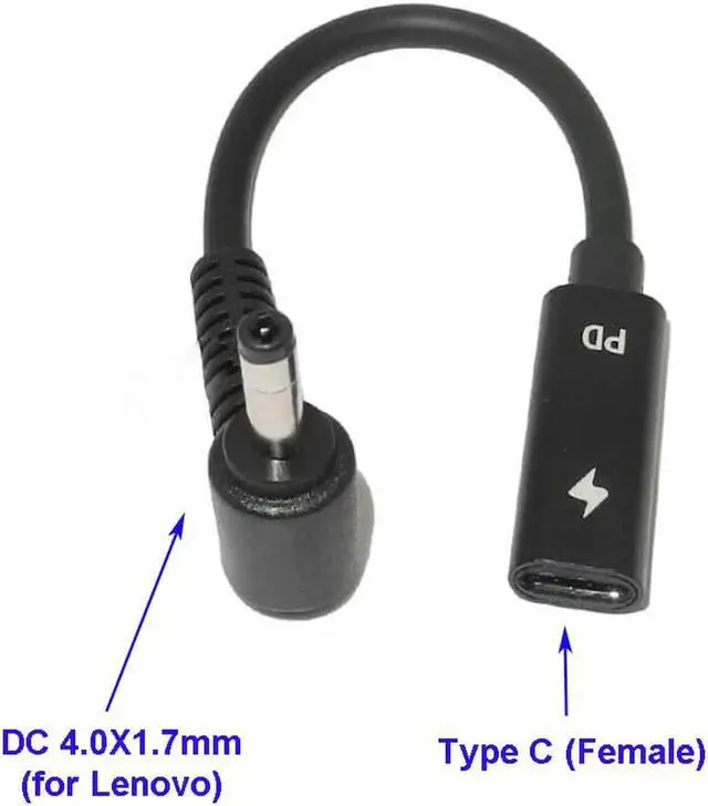 Alt view image 6 of 7 - Laptop DC Power Adapter Converter for Lenovo YOGA 510 710 MIIX5 7000 Air 12 13 ideapad 320 USB Type C Female to 4.0*1.7mm Charger