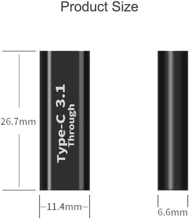 Alt view image 5 of 5 - USB C Female to Female Adapter (5 Pack) 3.1/10Gbps PD 100W Quick Charge Type C Coupler Extender Extension Connector for Samsung Galaxy S8, Google Pixel, Nintendo Switch