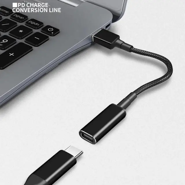 Alt view image 3 of 6 - 100W USB-C Type C Female to 7.4mm 5.0mm DC Tip PD converter cable for Dell 7.4*5.0mm Laptops