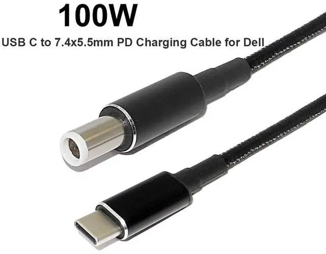Alt view image 2 of 5 - 100W USB-C Type C to 7.4mm 5.0mm round Tip Charging Power Cable for Dell 7.4mm*5.0mm round tip laptops