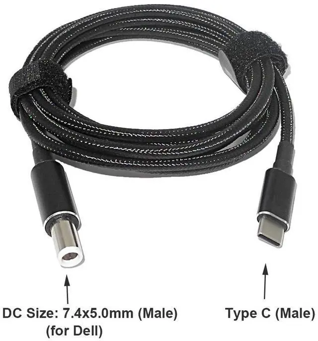 Main image of 100W USB-C Type C to 7.4mm 5.0mm round Tip Charging Power Cable for Dell 7.4mm*5.0mm round tip laptops