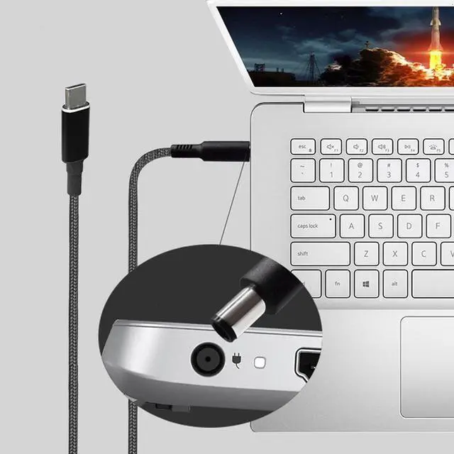 Alt view image 3 of 5 - 100W USB-C Type C to 7.4mm 5.0mm round Tip Charging Power Cable for Dell 7.4mm*5.0mm round tip laptops