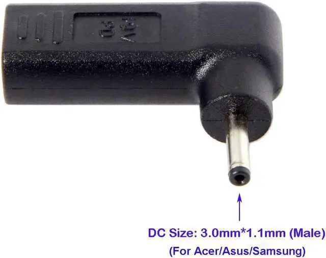 Alt view image 5 of 5 - PD Adapter TYPE C USB-C to DC Tip 3.0x1.1mm Power Adapter Converter for Acer Aspire S3 S5 S7 Iconia Tab W500 W700 Samsung Series 5 9 Ultrabook Asus Zenbook UX21 UX21E UX31 Transformer Book T200 T200T