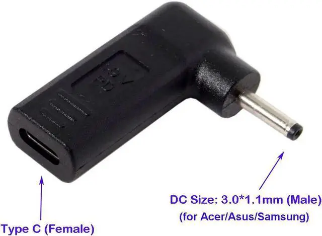 Main image of Laptop Charger Adapter Converter USB C Type C Female to 3.0x1.1mm DC Tip for Acer Aspire S3 S5 S7 Iconia Tab W500 W700 Asus Zenbook UX21 UX21E UX31 Transformer Book T200 T200T T200TA T300CHI T300