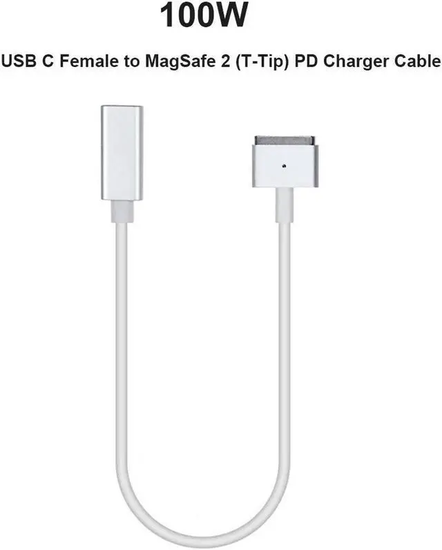 Main image of 100W USB C Type C Female to Magsafe 2 T-Tip Power Adapter PD Charger Cable for Apple MacBook Pro 13inch 15in 17inch with Retina Display ((Mid 2012 & After) A1398 A1424 MD506LL/A
