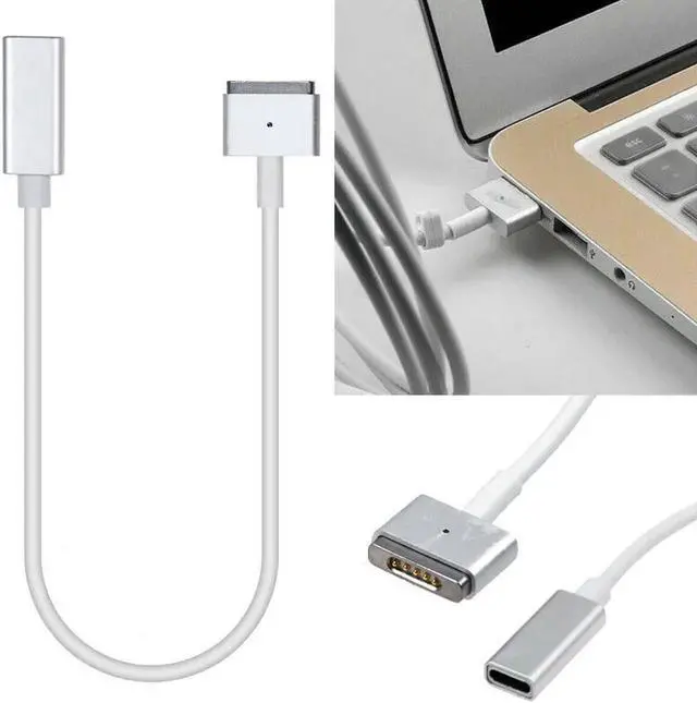 Alt view image 3 of 7 - 100W USB C Type C Female to Magsafe 2 T-Tip Power Adapter PD Charger Cable for Apple MacBook Pro 13inch 15in 17inch with Retina Display ((Mid 2012 & After) A1398 A1424 MD506LL/A