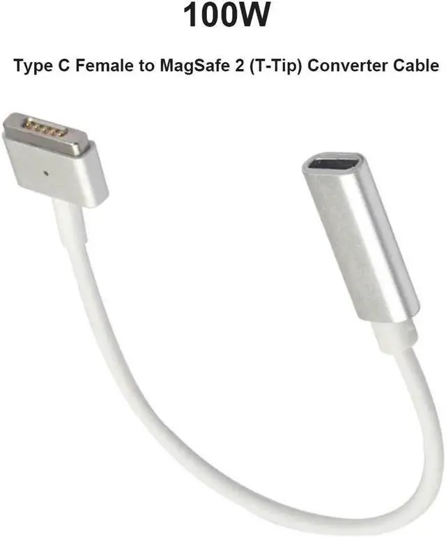 Alt view image 2 of 7 - 100W USB C Type C Female to Magsafe 2 T-Tip Power Adapter PD Charger Cable for Apple MacBook Pro 13inch 15in 17inch with Retina Display ((Mid 2012 & After) A1398 A1424 MD506LL/A