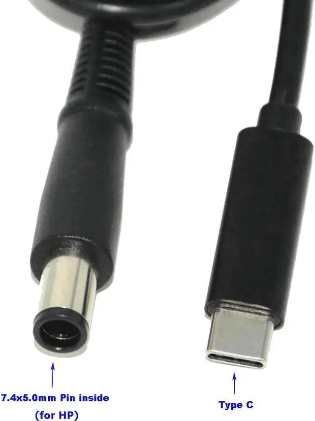 Main image of USB-C Type C to 7.4mm*5.0mm Round Tip Charging Power Cable for HP 65W 7.4*5.0mm round tip laptops