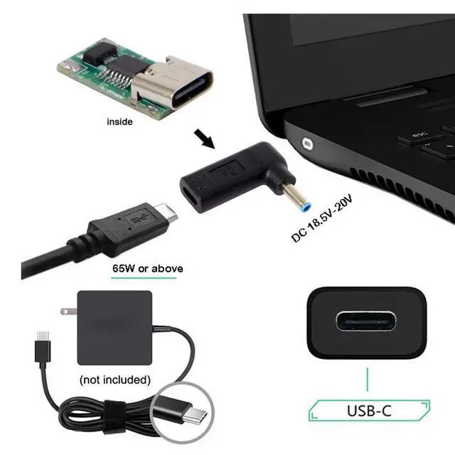 Alt view image 5 of 5 - 10-Pack USB C Type C Female to 4.5mm 3.0mm Laptop Adapter Tip Converter for HP Laptops
