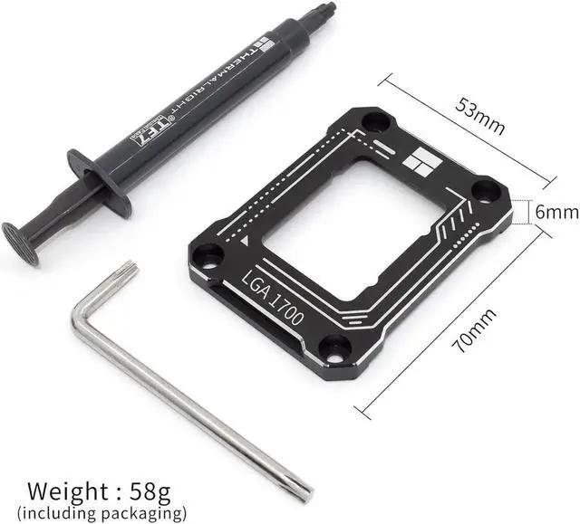 Alt view image 4 of 6 - CPU Contact Frame for LGA 1700 Retrofit Kit, 17XX-BCF Bracket Intel 12th/13th/14th Generation Anti-Bending Buckle Black