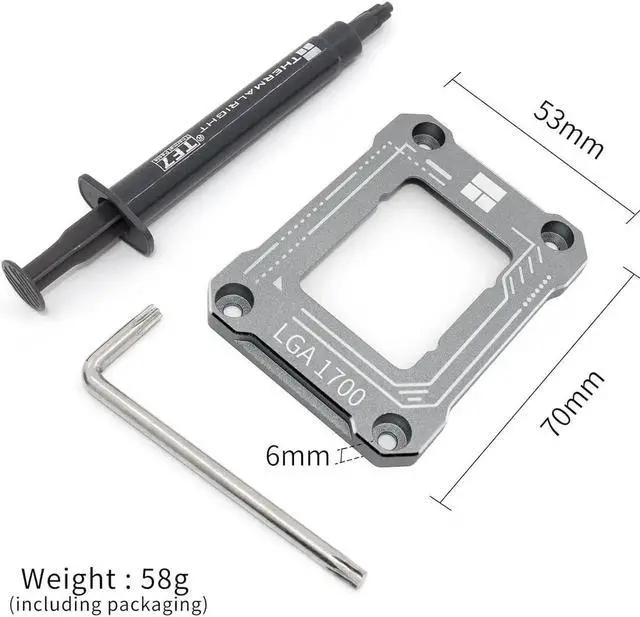 Alt view image 5 of 5 - CPU Contact Frame for LGA 1700 Retrofit Kit, 17XX-BCF Bracket Intel 12th/13th/14th Generation Anti-Bending Buckle Gray