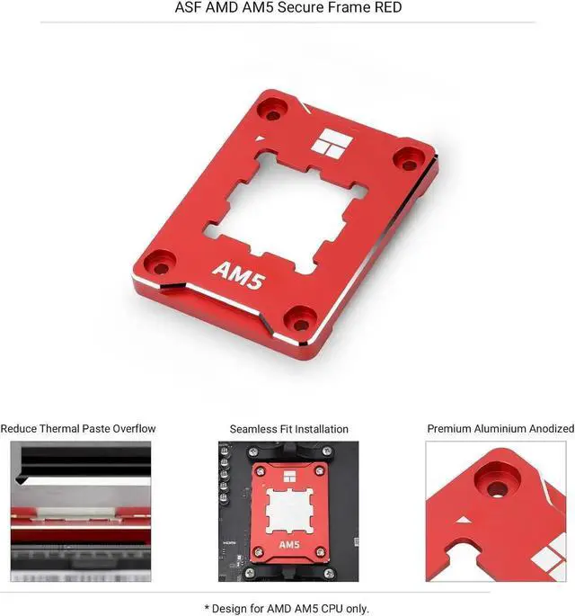 Alt view image 2 of 7 - AM5 CPU Secure Frame,CPU Anti-Bend Fixing Frame, CPU Correction Retainer, AM5 Aluminum Alloy Fixing Bracket, CPU Optical Fit Adhesive Adhesive Mounter, CPU Cooler Standard,Red