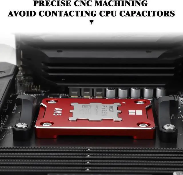 Alt view image 4 of 7 - AM5 CPU Secure Frame,CPU Anti-Bend Fixing Frame, CPU Correction Retainer, AM5 Aluminum Alloy Fixing Bracket, CPU Optical Fit Adhesive Adhesive Mounter, CPU Cooler Standard,Red