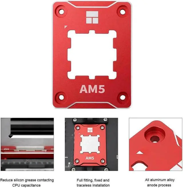 Alt view image 7 of 7 - AM5 CPU Secure Frame,CPU Anti-Bend Fixing Frame, CPU Correction Retainer, AM5 Aluminum Alloy Fixing Bracket, CPU Optical Fit Adhesive Adhesive Mounter, CPU Cooler Standard,Red