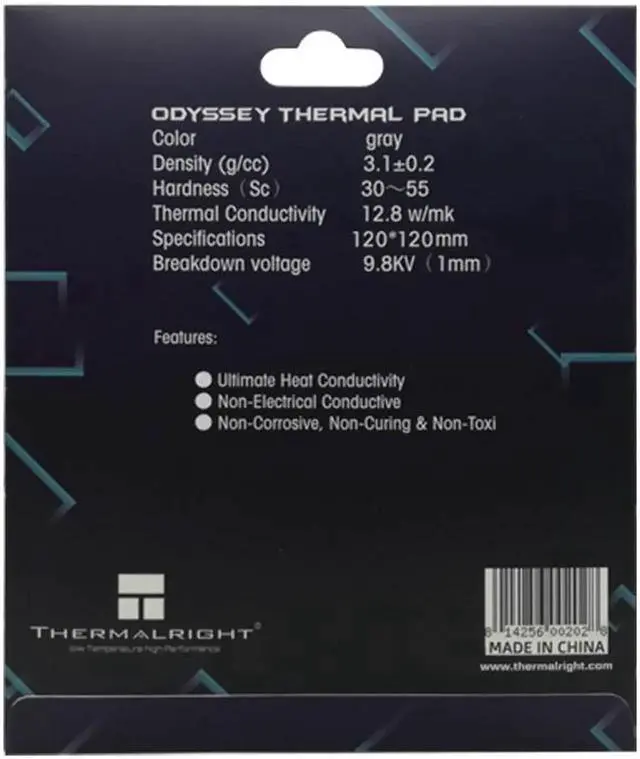 Alt view image 3 of 6 - Extreme Odyssey Thermal Pad 12.8 W/mK Non Conductive Heat Resistance High Temperature Resistance Suitable for Desktop Laptop Heatsink/GPU/CPU/LED Cooler 120x120x1.5mm