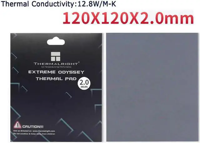 Main image of Extreme Odyssey Thermal Pad 12.8 W/mK Non Conductive Heat Resistance High Temperature Resistance Suitable for Desktop Laptop Heatsink/GPU/CPU/LED Cooler 120x120x2.0mm