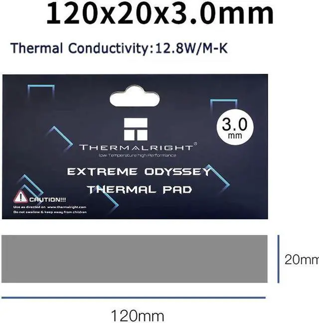 Main image of Extreme Odyssey Thermal Pad 12.8 W/mK Non Conductive Heat Resistance High Temperature Resistance Silicone Thermal Pads Suitable for Laptop Heatsink/GPU/CPU/LED Cooler 120x20x3.0mm