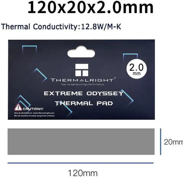 Main image of Extreme Odyssey Thermal Pad 12.8 W/mK Non Conductive Heat Resistance High Temperature Resistance Silicone Thermal Pads Suitable for Laptop Heatsink/GPU/CPU/LED Cooler 120x20x2.0mm