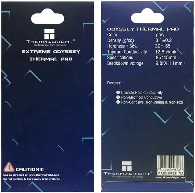 Alt view image 3 of 6 - Extreme Odyssey Thermal Pad 12.8 W/mK Non Conductive Heat Resistance High Temperature Resistance Silicone Thermal Pads for Laptop Heatsink/GPU/CPU/LED Cooler 85x45x1.0mm