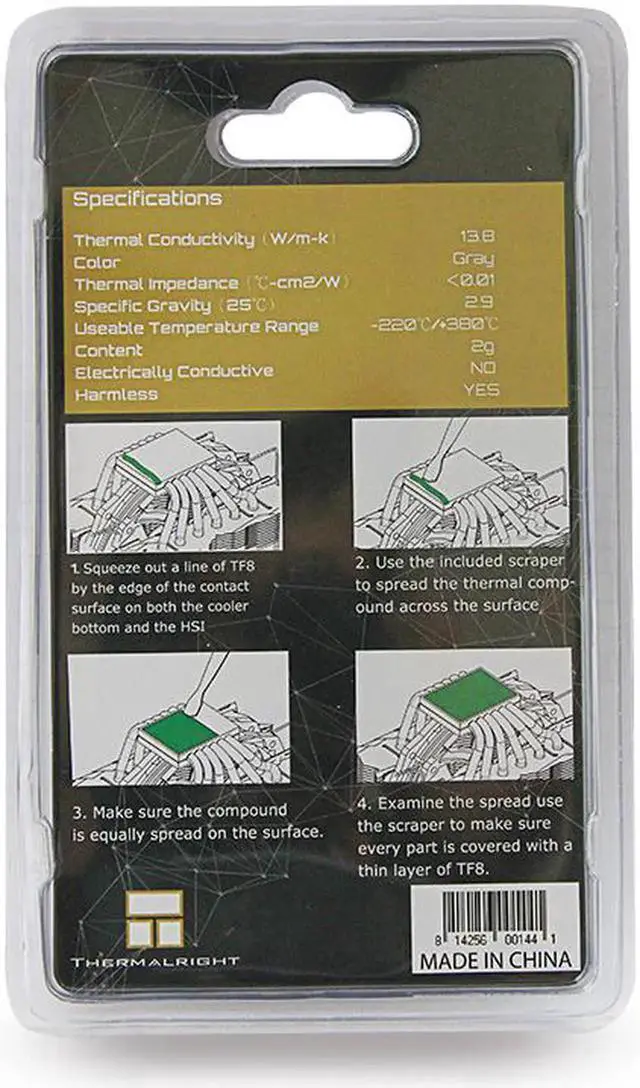 Alt view image 3 of 6 - New Packaging TF8 Carbon Based Heatsink Paste 13.8 W/mK High Performance Thermal Compound Paste for Desktop Laptop Heatsink/GPU/CPU/LED Cooler Material 2g with Tool