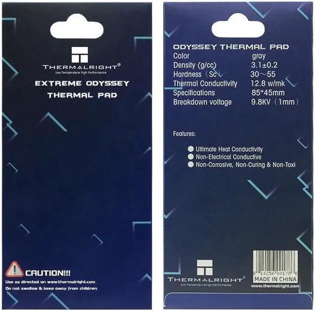 Alt view image 5 of 6 - Extreme Odyssey Thermal Pad 12.8 W/mK Non Conductive Heat Resistance High Temperature Resistance Silicone Thermal Pads for Laptop Heatsink/GPU/CPU/LED Cooler 85*45*1mm