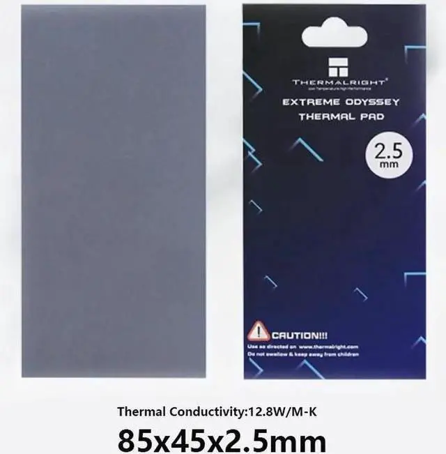 Main image of Extreme Odyssey Thermal Pad 12.8 W/mK Non Conductive Heat Resistance High Temperature Resistance Silicone Thermal Pads for Laptop Heatsink/GPU/CPU/LED Cooler 85*45*2.5mm