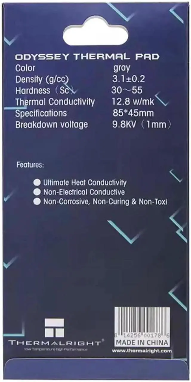 Alt view image 4 of 5 - Extreme Odyssey Thermal Pad 12.8 W/mK Non Conductive Heat Resistance High Temperature Resistance Silicone Thermal Pads for Laptop Heatsink/GPU/CPU/LED Cooler 85*45*2.5mm