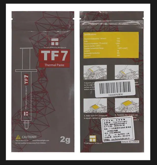 Alt view image 6 of 6 - TF7 2g Thermal Paste Compound for Coolers,Thermal Conductivity is 12.8W/m.k-2 Grams, Graphic Card CPU Thermal Grease, Laptop Thermal Grease