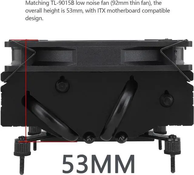 Alt view image 3 of 7 - AXP90 X53 Black Low Profile CPU Cooler with Quite 92mm Slin PWM Fan, AGHP Technology, 53mm Height, for AMD AM4 AM5/Intel LGA 1700/1150/1151/1155/1200,Downward Tower Cooler