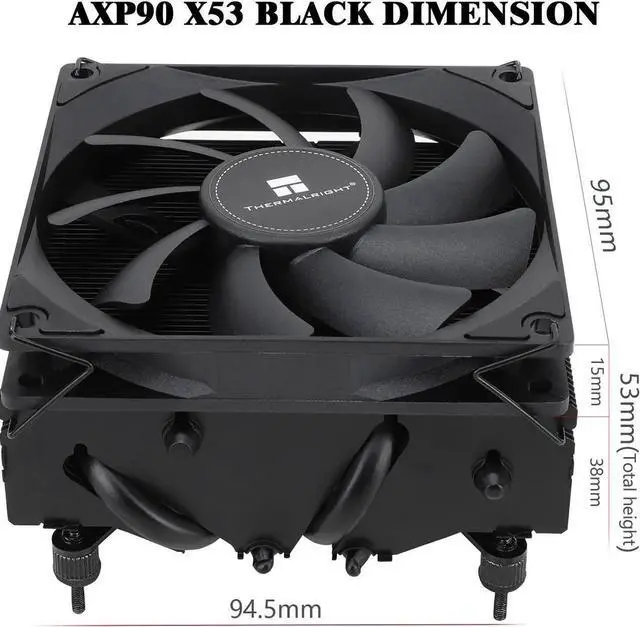 Alt view image 6 of 7 - AXP90 X53 Black Low Profile CPU Cooler with Quite 92mm Slin PWM Fan, AGHP Technology, 53mm Height, for AMD AM4 AM5/Intel LGA 1700/1150/1151/1155/1200,Downward Tower Cooler