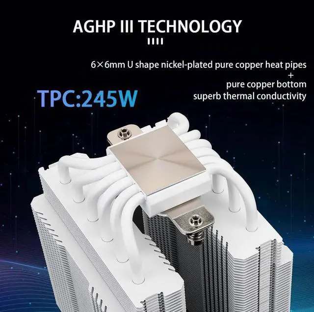 Alt view image 2 of 6 - Peerless Assassin 120 WHITE ARGB CPU Air Cooler,6 Heat Pipes, Dual 120mm TL-C12W-S PWM Fan,Aluminium Heatsink Cover,AGHP Technology,for AMD AM4 AM5/Intel LGA 115X/1200/2011/1700,PC Cooler