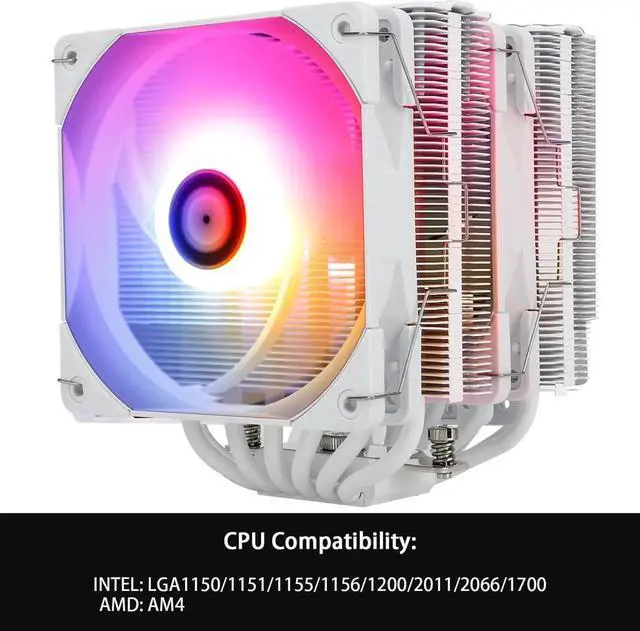 Alt view image 3 of 6 - Peerless Assassin 120 WHITE ARGB CPU Air Cooler,6 Heat Pipes, Dual 120mm TL-C12W-S PWM Fan,Aluminium Heatsink Cover,AGHP Technology,for AMD AM4 AM5/Intel LGA 115X/1200/2011/1700,PC Cooler