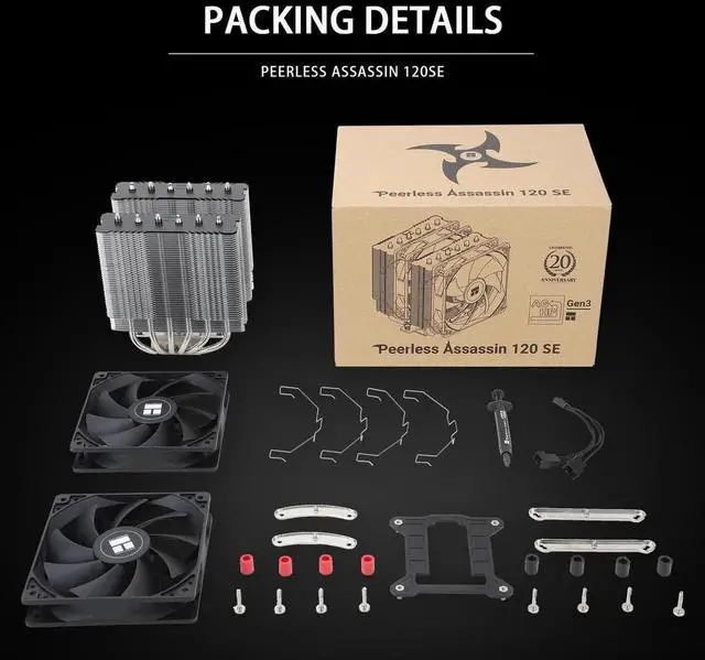 Alt view image 6 of 6 - Peerless Assassin 120 SE CPU Air Cooler, PA120 SE, 6 Heat Pipes Cpu cooler,Dual 120mm TL-C12C PWM Fan, Aluminium Heatsink Cover, AGHP Technology, for AMD AM4 AM5/Intel 1700/1150/1151/1155