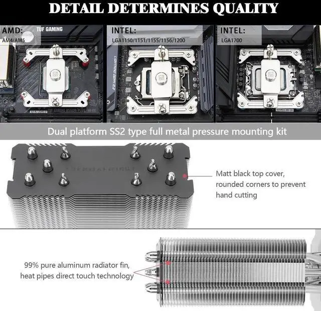 Alt view image 6 of 6 - Assassin King 120 SE ARGB CPU Air Cooler, AK120 SE ARB, 5 Heatpipes, TL-C12C-S PWM Quiet Fan CPU Cooler With S-FDB Bearing, for AMD AM4 AM5/Intel 1150/1151/1200/17XX, LGA1700,PC Cooler