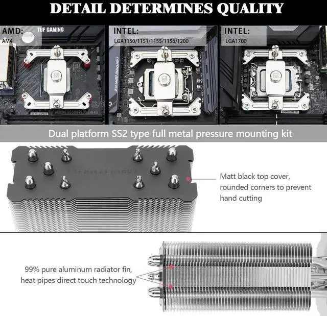Alt view image 4 of 5 - Assassin King 120 SE CPU Air Cooler, AK120 SE, 5 Heatpipes, AGHP technology TL-C12C PWM Quiet Fan CPU Cooler With S-FDB Bearing, for AMD AM4 AM5/Intel 1150/1151/1200/1700, PC Cooler