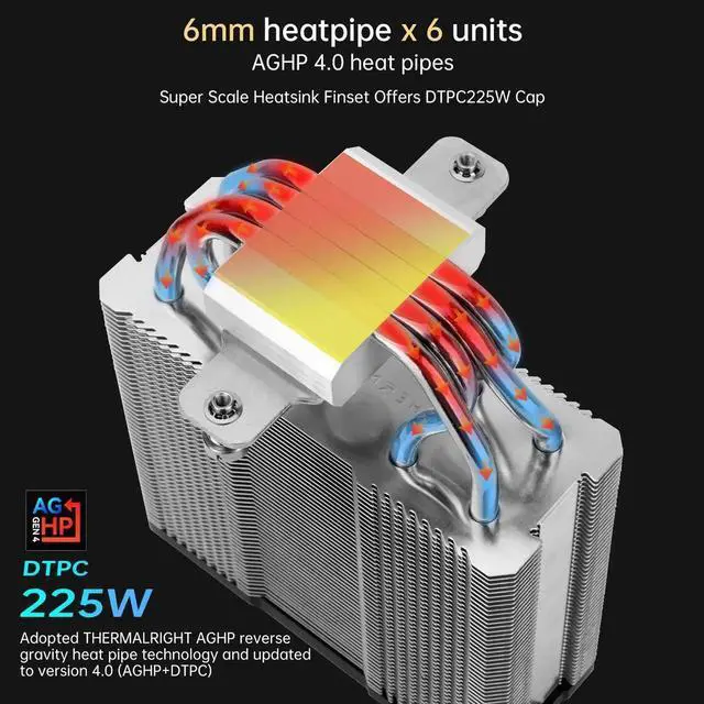 Alt view image 5 of 7 - Assassin X 120 R Digital CPU Air Cooler - Temperature Display | 4 Heat Pipes, for Intel LGA 1150/1151/1155/1156/1200/1700 AMD AM4/AM5