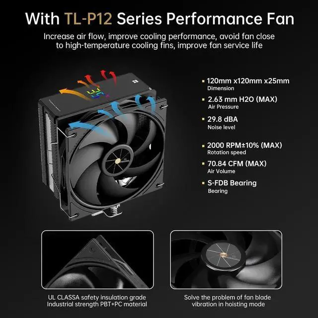 Alt view image 6 of 7 - Assassin X 120 R Digital CPU Air Cooler - Temperature Display | 4 Heat Pipes, for Intel LGA 1150/1151/1155/1156/1200/1700 AMD AM4/AM5