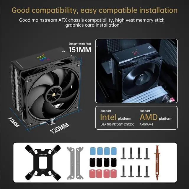 Alt view image 7 of 7 - Assassin X 120 R Digital CPU Air Cooler - Temperature Display | 4 Heat Pipes, for Intel LGA 1150/1151/1155/1156/1200/1700 AMD AM4/AM5